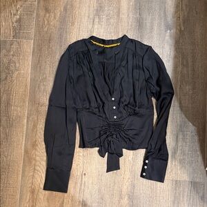 Anthropologie Elegant Black Button-Up Women's Top